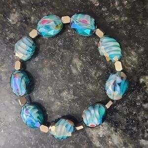 Handmade Multicolor Glass Bead Stretch Bracelet